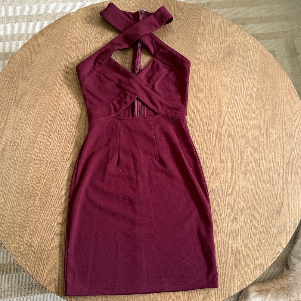 Tobi Deep Red Halter Dress
